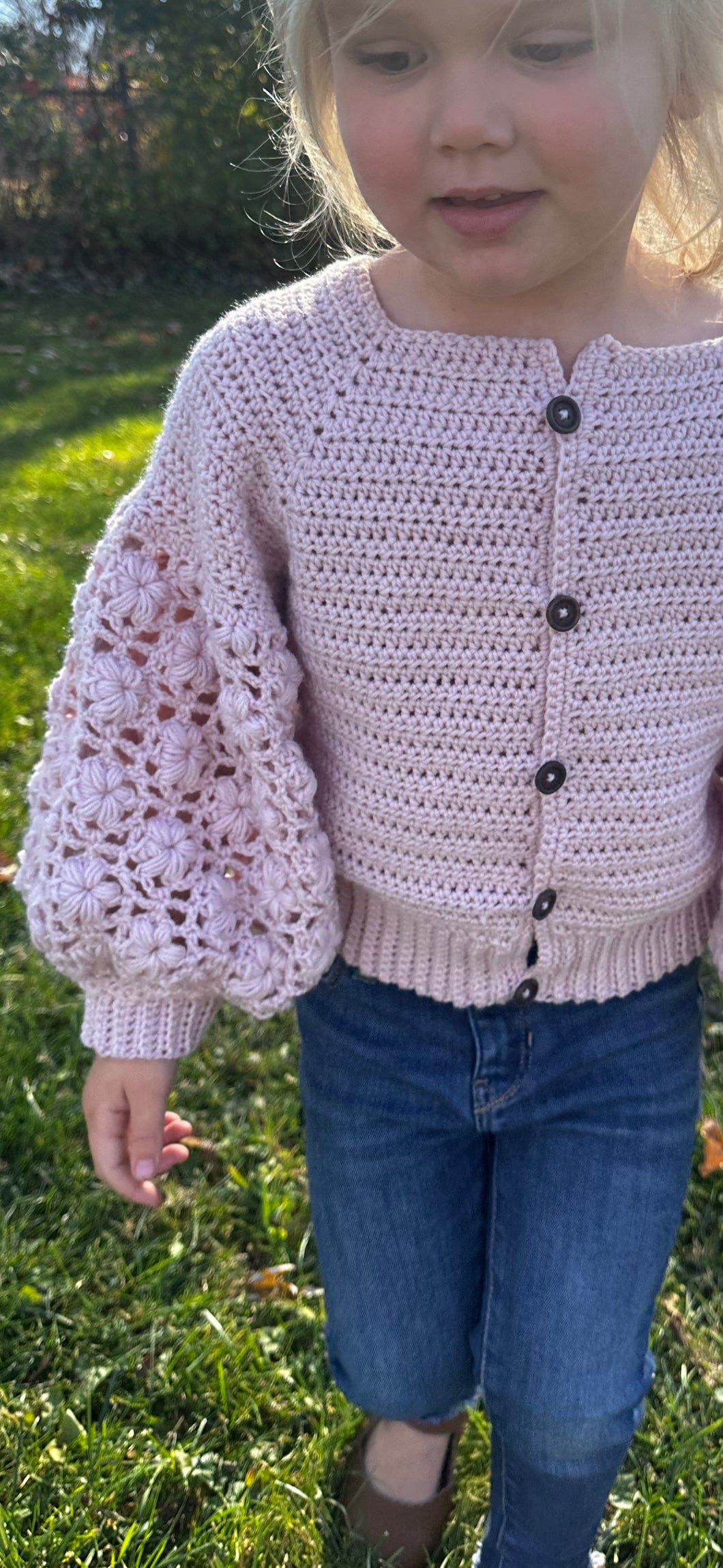 Floral puff sleeve cardigan